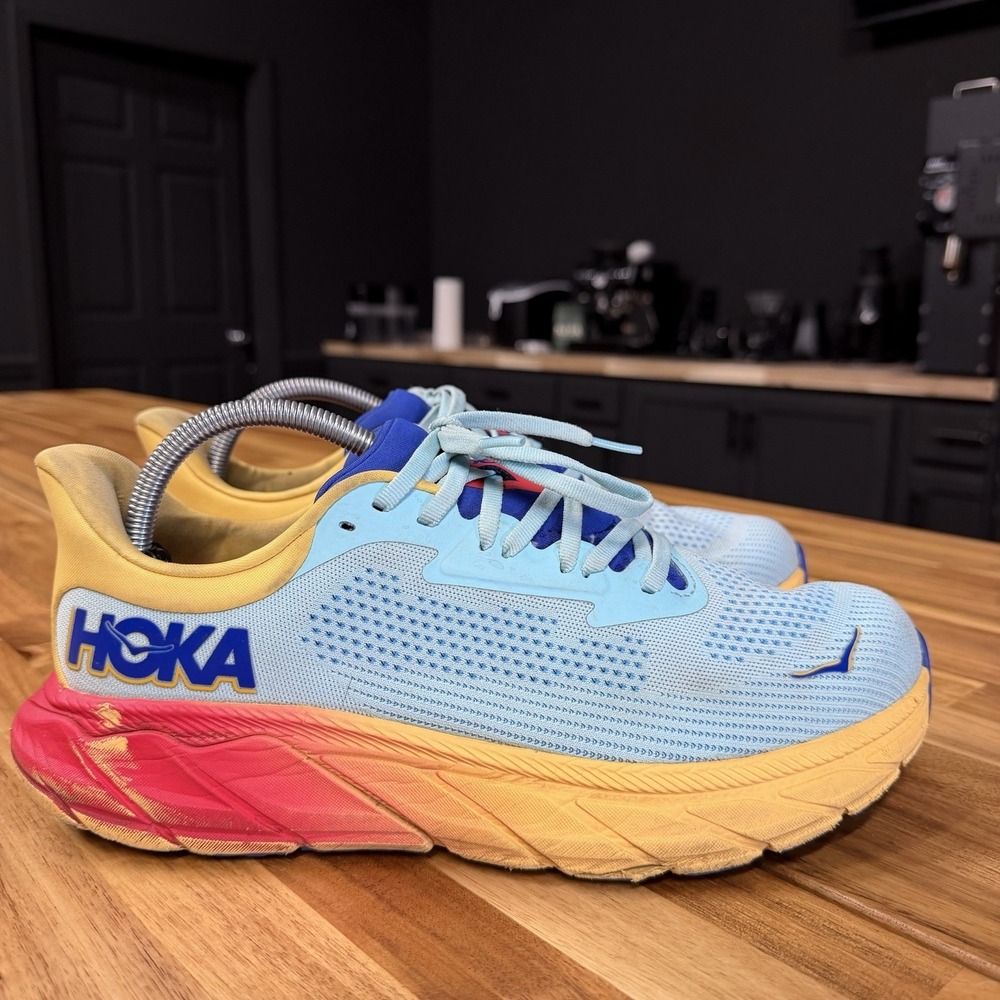 HOKA Arahi 7 Wide Women's 10.5 D Blue Orange Running Shoes 1147890